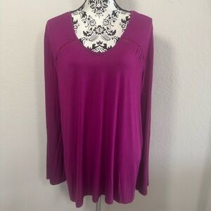 Faded Glory Women's Top Blouse Long Sleeve V-Neck Sz 16-18 Magenta Soft